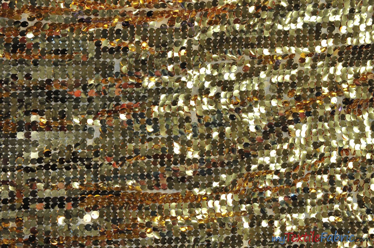 New York Dazzle Sequins Fabric | 6mm Sequins Fabric | 52" Wide | Multiple Colors | Fabric mytextilefabric Yards Gold 