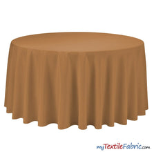 Load image into Gallery viewer, 108&quot; Round Polyester Seamless Tablecloth | Sold by Single Piece or Wholesale Box | Fabric mytextilefabric By Piece Gold 