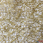 Load image into Gallery viewer, Open Weave Metallic Rose Mesh with Glitz Sequins | 52&quot; Wide | Scalloped Edge | Silver and Gold | Fabric mytextilefabric Yards Gold 
