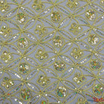 Load image into Gallery viewer, Coco Star Sheer Embroidery | Double Scallop Lace | 52&quot; Wide | Fabric mytextilefabric Yards Gold 
