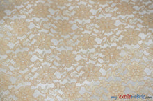 Load image into Gallery viewer, Raschel Lace Fabric | 60&quot; Wide | Vintage Lace Fabric | Bridal Lace, Decoration, Curtain, Tablecloth | Boutique Lace Fabric | Floral Lace Fabric | Fabric mytextilefabric Yards Gold 