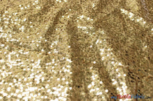 Load image into Gallery viewer, Sequins Taffeta Fabric by the Yard | Glitz Sequins Taffeta Fabric | Raindrop Sequins | 54&quot; Wide | Tablecloths, Runners, Dresses, Apparel | Fabric mytextilefabric Yards Gold 