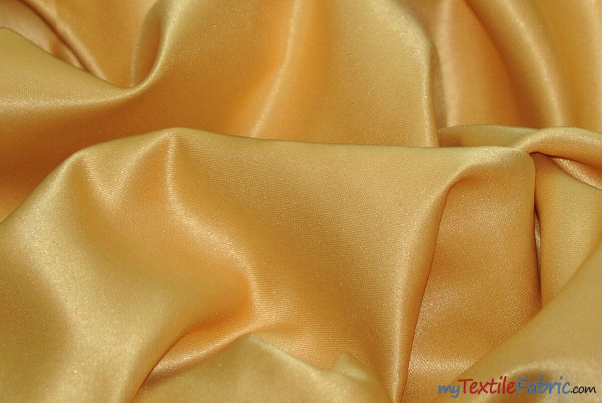 L'Amour Satin Fabric | Polyester Matte Satin | Peau De Soie | 60" Wide | Wholesale Bolt | Wedding Dress, Tablecloth, Multiple Colors | Fabric mytextilefabric Bolts Gold 
