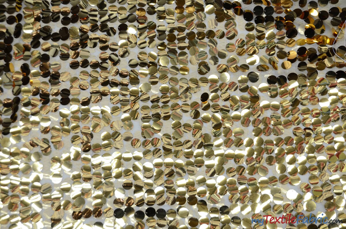 Fish Scale Paillette Sequins Fabric | 9mm Sequins Fabric | 52" Wide | Multiple Colors | Fabric mytextilefabric Yards Pure Gold on Gold 