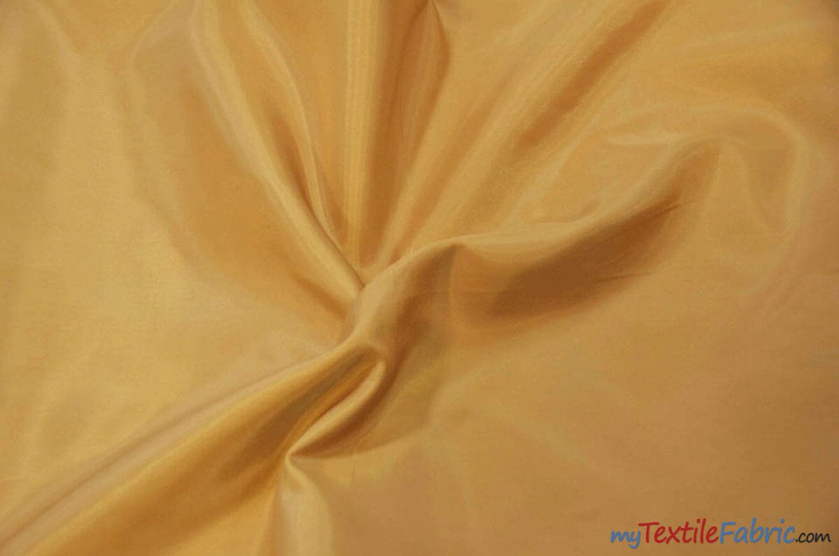 Polyester Silky Habotai Lining | 58" Wide | Super Soft and Silky Poly Habotai Fabric | Wholesale Bolt | Multiple Colors | Digital Printing, Apparel Lining, Drapery and Decor | Fabric mytextilefabric Bolts Gold 