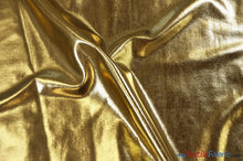 Load image into Gallery viewer, Metallic Foil Spandex Lame | Stretch Metallic Lame | Spandex Lame Fabric | All Over Foil on Stretch Knit | 60&quot; Wide | Fabric mytextilefabric Yards Gold 