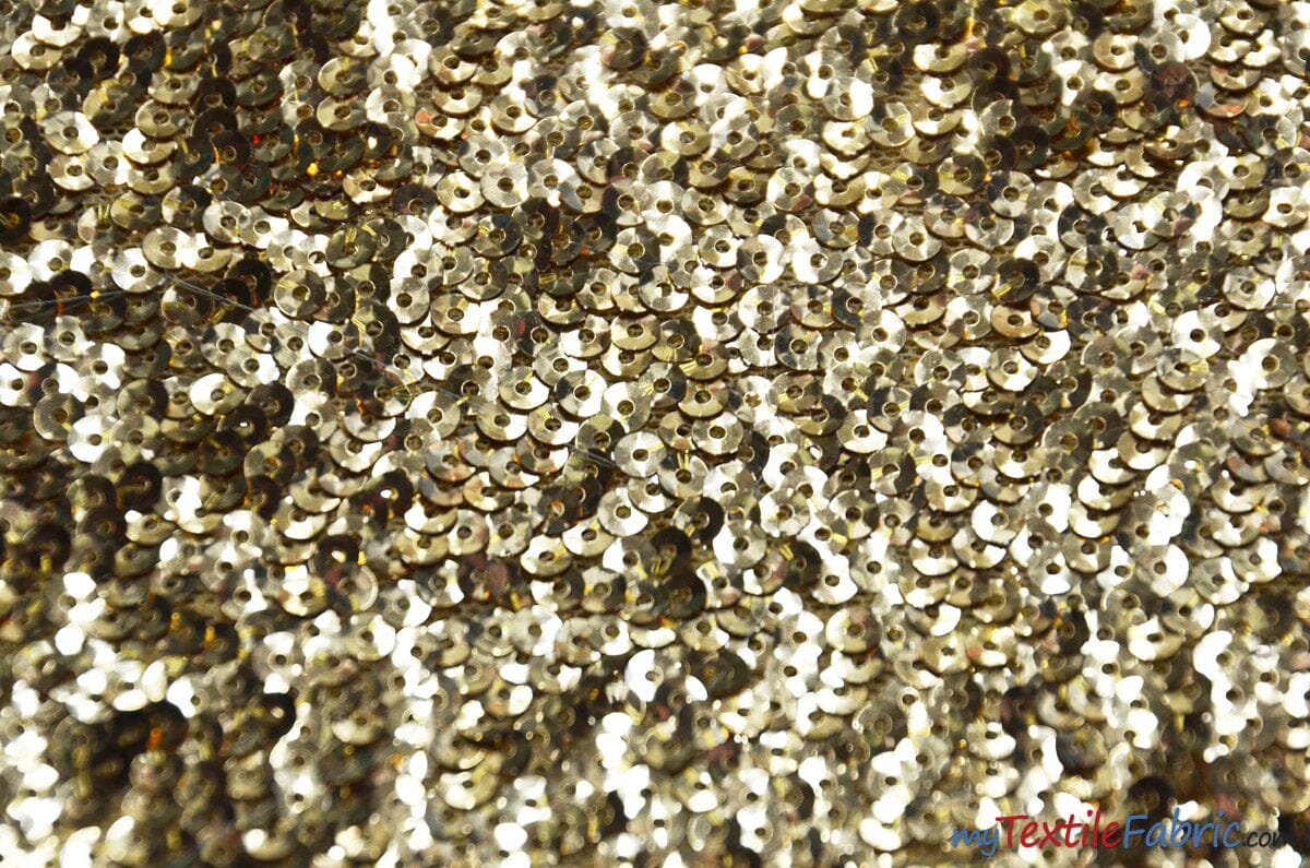 Gatsby Sequins Fabric | 6mm Flat Sewn Sequins on Mesh | 52" Wide | Multiple Colors | Fabric mytextilefabric Yards Gold 