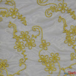 Load image into Gallery viewer, Coco Ribbon Sheer Embroidery | Double Scallop Lace | 52&quot; Wide | Fabric mytextilefabric Yards Gold 

