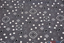 Load image into Gallery viewer, Bandana Cotton Print | Bandanna Fabric | 58/60&quot; Wide | Multiple Colors | Fabric mytextilefabric Yards Gray 