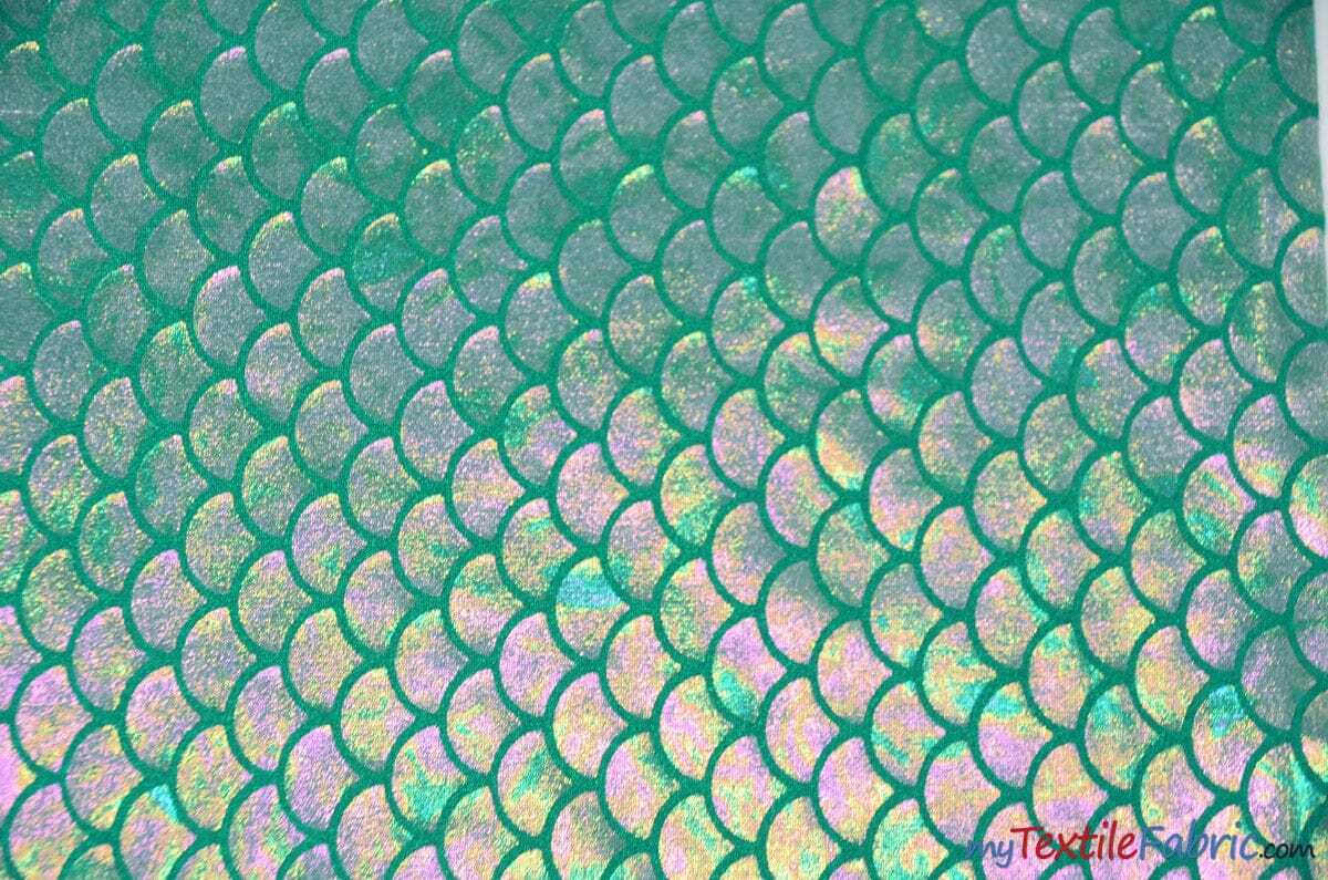 4 Way Stretch Dancewear Fabric | Paradise Mermaid Hologram Spandex | 58/60" Wide | Multiple Colors | Fabric mytextilefabric Yards Green 