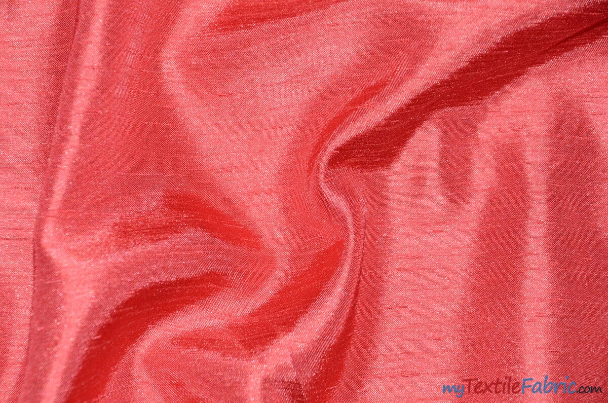 Shantung Satin Fabric | Satin Dupioni Silk Fabric | 60" Wide | Multiple Colors | Continuous Yards | Fabric mytextilefabric Yards Guava 