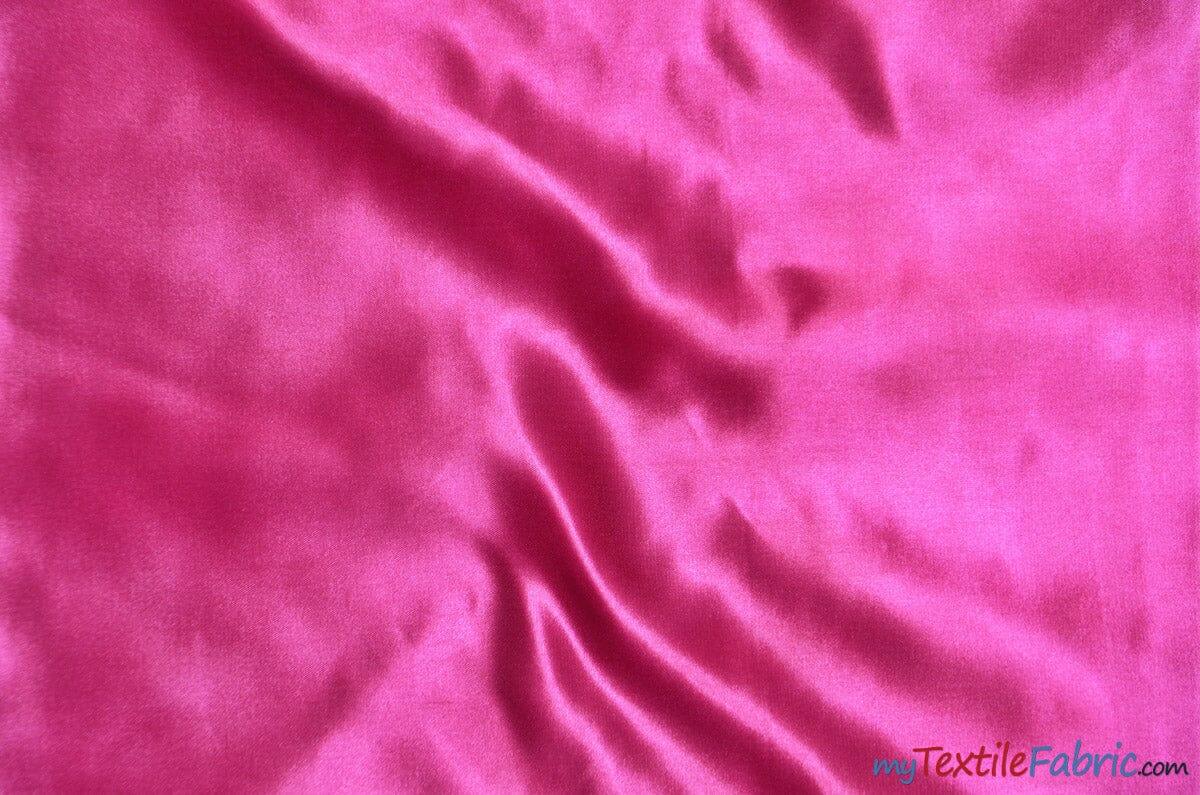 Bridal Satin Fabric | Shiny Bridal Satin | 60" Wide | Multiple Colors | Continuous Yards | Fabric mytextilefabric Yards Hot Pink 