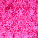 Load image into Gallery viewer, Rosette Satin Fabric | Wedding Satin Fabric | 54&quot; Wide | 3d Satin Floral Embroidery | Multiple Colors | Wholesale Bolt | Fabric mytextilefabric Bolts Hot Pink 
