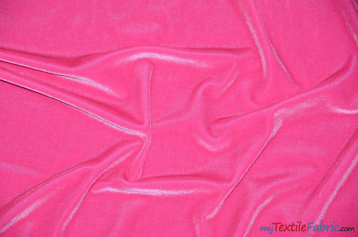Soft and Plush Stretch Velvet Fabric | Stretch Velvet Spandex | 58" Wide | Spandex Velour for Apparel, Costume, Cosplay, Drapes | Fabric mytextilefabric Yards Hot Pink 