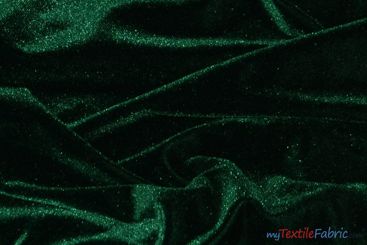 Soft and Plush Stretch Velvet Fabric | Stretch Velvet Spandex | 58" Wide | Spandex Velour for Apparel, Costume, Cosplay, Drapes | Fabric mytextilefabric Yards Hunter Green 