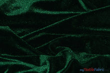 Load image into Gallery viewer, Soft and Plush Stretch Velvet Fabric | Stretch Velvet Spandex | 58&quot; Wide | Spandex Velour for Apparel, Costume, Cosplay, Drapes | Fabric mytextilefabric Yards Hunter Green 