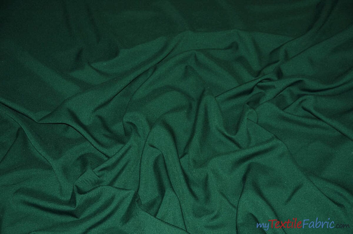 Scuba Double Knit Fabric | Basic Wrinkle Free Polyester Fabric with Mechanical Stretch | 60" Wide | Multiple Colors | Poly Knit Fabric | Fabric mytextilefabric Yards Hunter Green 