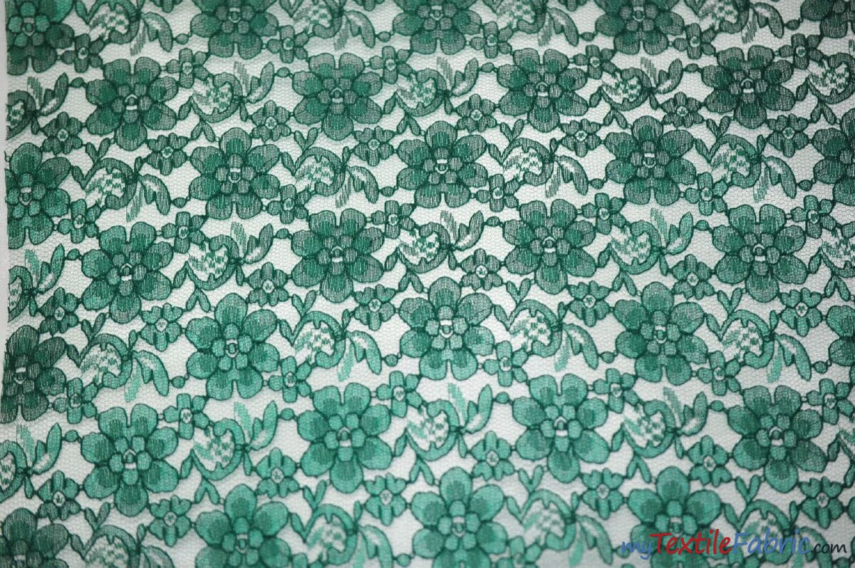 Raschel Lace Fabric | 60" Wide | Vintage Lace Fabric | Bridal Lace, Decoration, Curtain, Tablecloth | Boutique Lace Fabric | Floral Lace Fabric | Fabric mytextilefabric Yards Hunter Green 