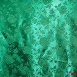 Load image into Gallery viewer, Satin Jacquard | Satin Flower Brocade | 60&quot; Wide | Wholesale Bolt 65 Yards | Fabric mytextilefabric Bolts Hunter Green 
