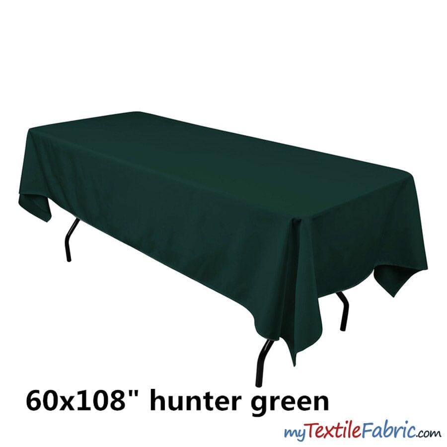 60" x 108" Banquet Polyester Tablecloth | Sold By Piece or Wholesale Box | Fabric mytextilefabric By Piece Hunter Green 