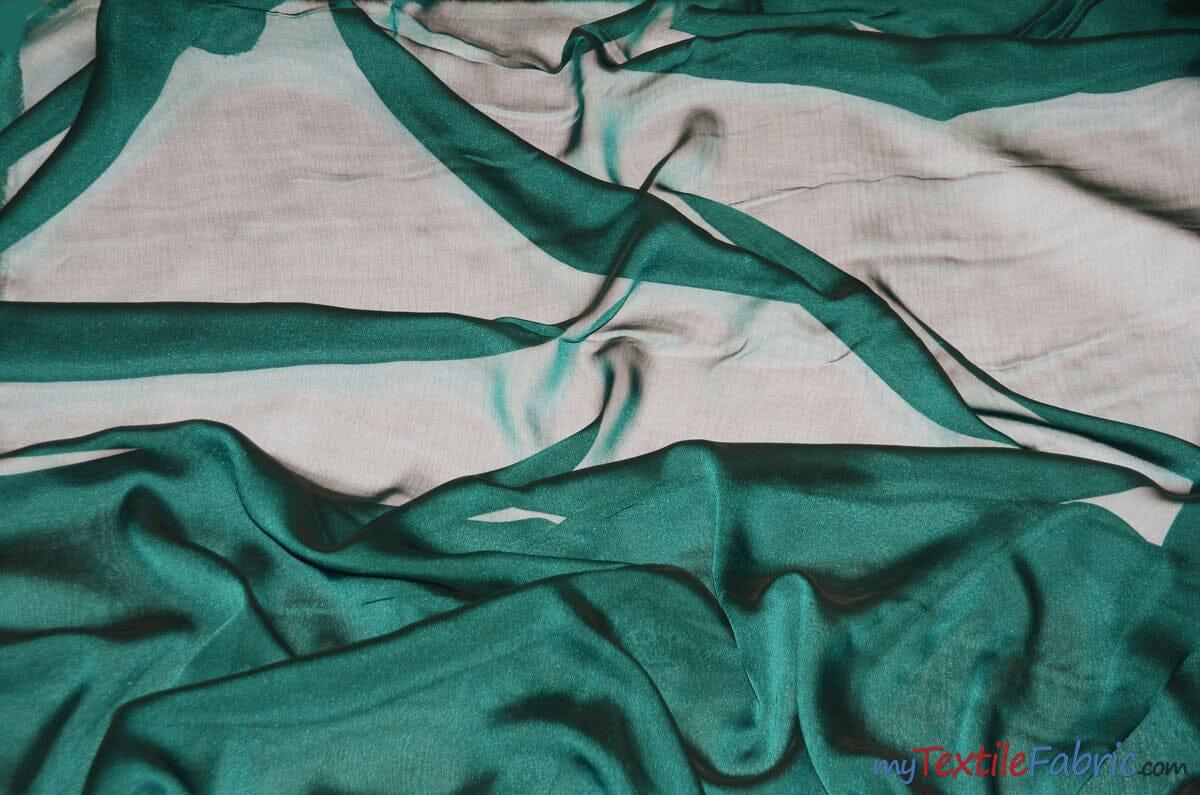 Two Tone Chiffon Fabric | Iridescent Chiffon Fabric | 60" Wide | Clean Edge | Multiple Colors | Continuous Yards | Fabric mytextilefabric Yards Hunter Green 