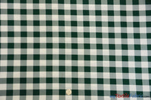 Load image into Gallery viewer, Gingham Checkered Fabric | Polyester Picnic Checkers | 1&quot; x 1&quot; | 60&quot; Wide | Tablecloths, Curtains, Drapery, Events, Apparel | Fabric mytextilefabric Yards Hunter Green White 