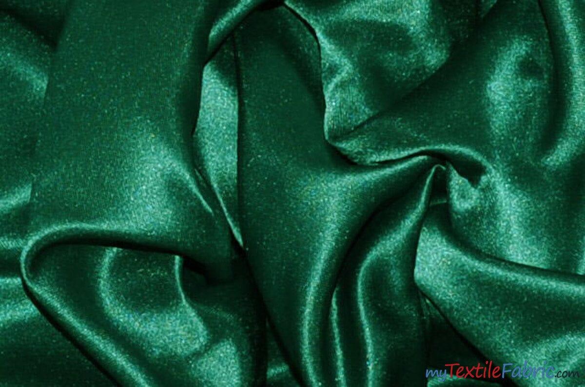 L'Amour Satin Fabric | Polyester Matte Satin | Peau De Soie | 60" Wide | Wholesale Bolt | Wedding Dress, Tablecloth, Multiple Colors | Fabric mytextilefabric Bolts Hunter Green 