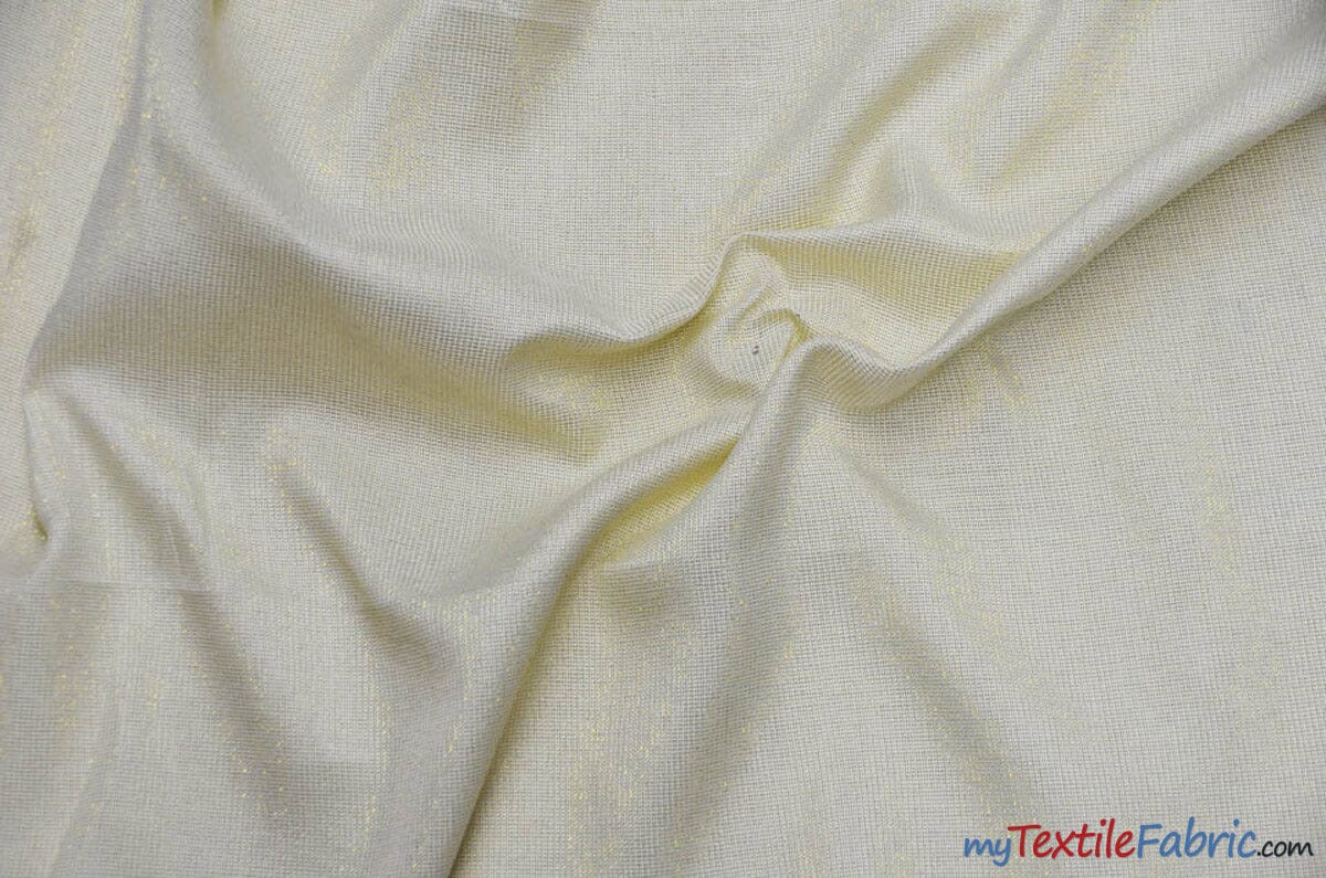 Metallic Vintage Linen Fabric | Imitation Burlap with Metallic Foil | 60" Wide | Washable Burlap Fabric for Decor | Fabric mytextilefabric Yards Ivory Gold 