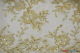 Edith Embroidery Fabric | Bridal Lace Design with Sequins | 52" Wide | Multiple Colors | Fabric mytextilefabric Yards Ivory Gold 