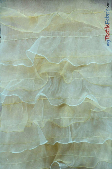 Organza Ruffled Mesh Fabric | Layered Ruffle Mesh Fabric | 57" Wide | Multiple Colors | Fabric mytextilefabric Yards Ivory Taupe 