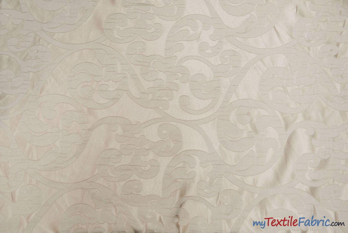 Victorian Damask Jacquard Fabric | Victorian Damask Brocade | 60" Wide | Drapery, Curtains, Tablecloth, Costume | Multiple Colors | Fabric mytextilefabric Yards Ivory 