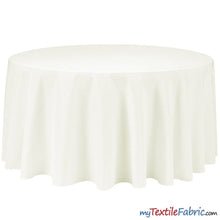 Load image into Gallery viewer, 132&quot; Round Polyester Seamless Tablecloth | Sold by Single Piece or Wholesale Box | Fabric mytextilefabric By Piece Ivory 