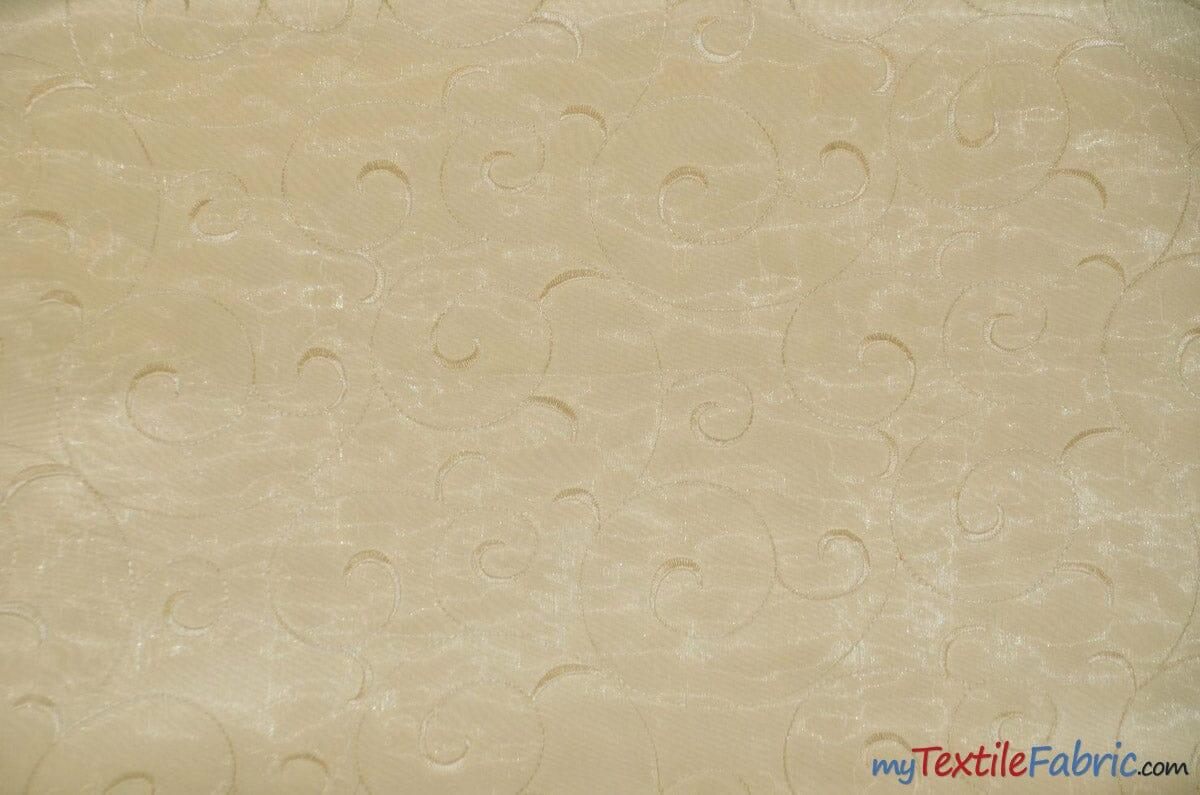 Swirl Organza Fabric | Embroidered Swirl Sheer | 54" Wide | Multiple Colors | Fabric mytextilefabric Yards Ivory 