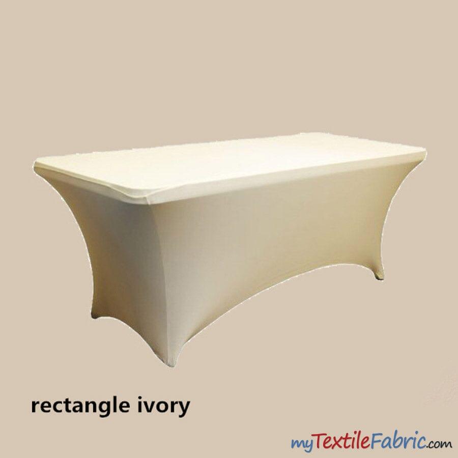 8ft Spandex Tablecloths - Fits Standard 8ft Table | Sold by Piece or Wholesale Box | Fabric mytextilefabric By Piece Ivory 