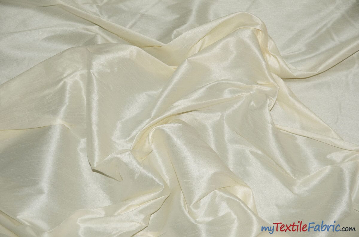 Polyester Silk Fabric | Faux Silk | Polyester Dupioni Fabric | Sample Swatch | 54" Wide | Multiple Colors | Fabric mytextilefabric Sample Swatches Ivory 
