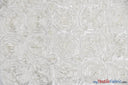 Rosette Satin Fabric | Wedding Satin Fabric | 54" Wide | 3d Satin Floral Embroidery | Multiple Colors | Continuous Yards | Fabric mytextilefabric Yards Ivory (off-white) 