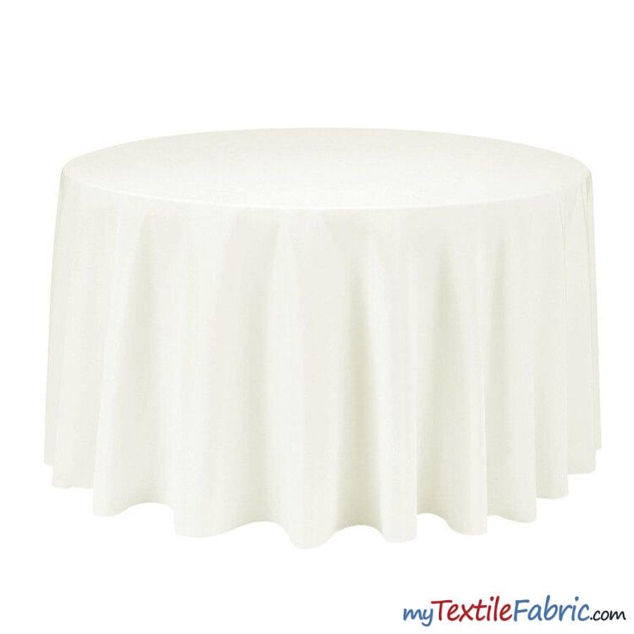 90" Round Polyester Seamless Tablecloth | Sold by Piece or Wholesale Box | Fabric mytextilefabric By Piece Ivory 