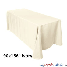 Load image into Gallery viewer, 90&quot; x 156&quot; Polyester 8ft Tablecloth | 8ft Table Drape | Sold by Piece or Wholesale Box | Fabric mytextilefabric By Piece Ivory 