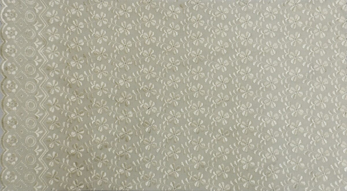 Polyester Cotton Heavy Eyelet Embroidery | Double Sided Scallop | 45" Wide | Multiple Colors | Fabric mytextilefabric Yards Ivory 