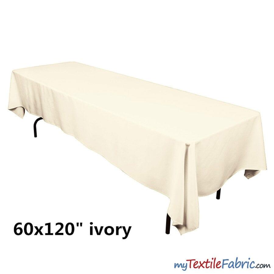 60" x 120" Banquet Polyester Tablecloth | Sold By Piece or Wholesale Box | Fabric mytextilefabric By Piece Ivory 