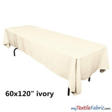 60" x 120" Banquet Polyester Tablecloth | Sold By Piece or Wholesale Box | Fabric mytextilefabric By Piece Ivory 