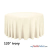 120" Round Polyester Seamless Tablecloth | Sold by Single Piece or Wholesale Box | Fabric mytextilefabric By Piece Ivory 