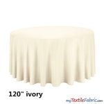 Load image into Gallery viewer, 120&quot; Round Polyester Seamless Tablecloth | Sold by Single Piece or Wholesale Box | Fabric mytextilefabric By Piece Ivory 
