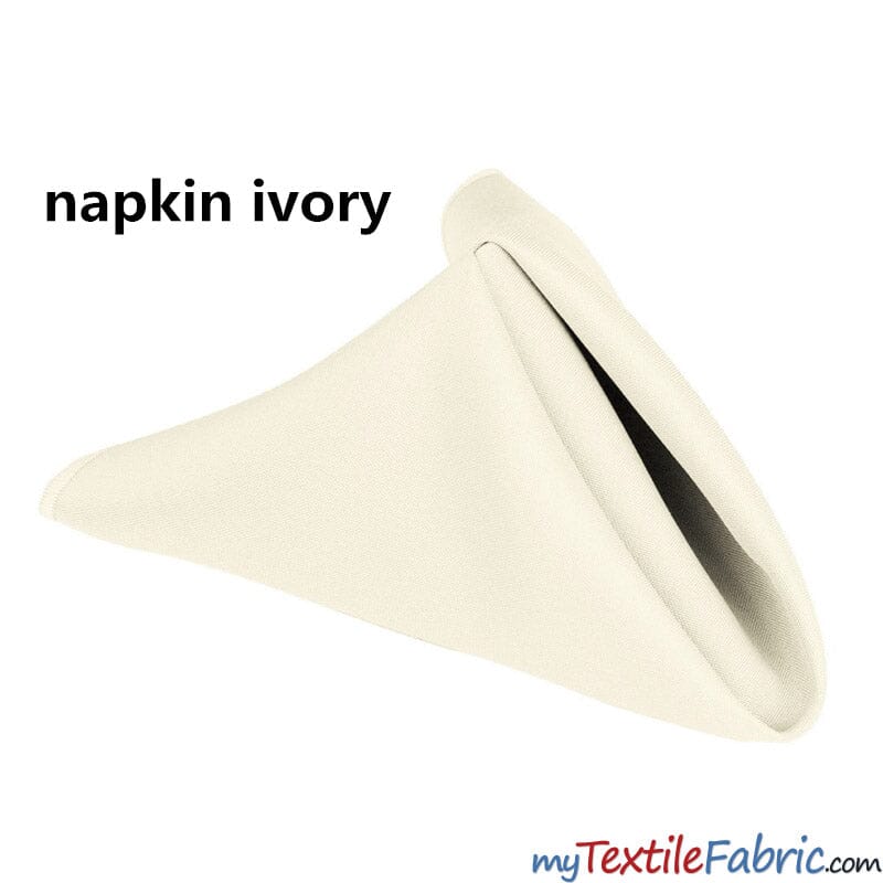 Polyester Table Napkins | Baby Hem Edge | Size 20" x 20" | Washable, Durable, Reusable | Fabric mytextilefabric By Box (10pcs) Ivory 