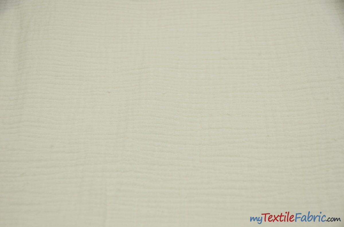 Double Layer Cotton Gauze Fabric | Soft Double Layer Muslin | 48" Wide | Double Cotton Gauze Fabric | Fabric mytextilefabric 3"x3" Sample Swatch Ivory 