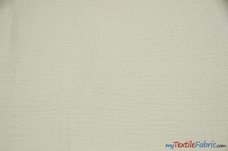 Double Layer Cotton Gauze Fabric | Soft Double Layer Muslin | 48" Wide | Double Cotton Gauze Fabric | Fabric mytextilefabric 3"x3" Sample Swatch Ivory 