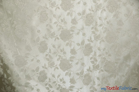 Satin Jacquard | Satin Flower Brocade | Sample Swatch 3"x3" | Fabric mytextilefabric Sample Swatches Ivory 