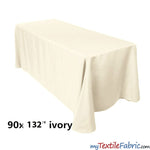Load image into Gallery viewer, 90&quot; x 132&quot; Polyester 6Ft Tablecloth | 6ft Table Drape | Sold by Piece or Wholesale Box | Fabric mytextilefabric By Piece Ivory 
