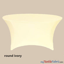 Load image into Gallery viewer, 5ft Diameter Round Spandex Tablecloth - fits 60&quot; Diameter Tables | Sold by the Piece or Wholesale Box | Fabric mytextilefabric By Piece Ivory 