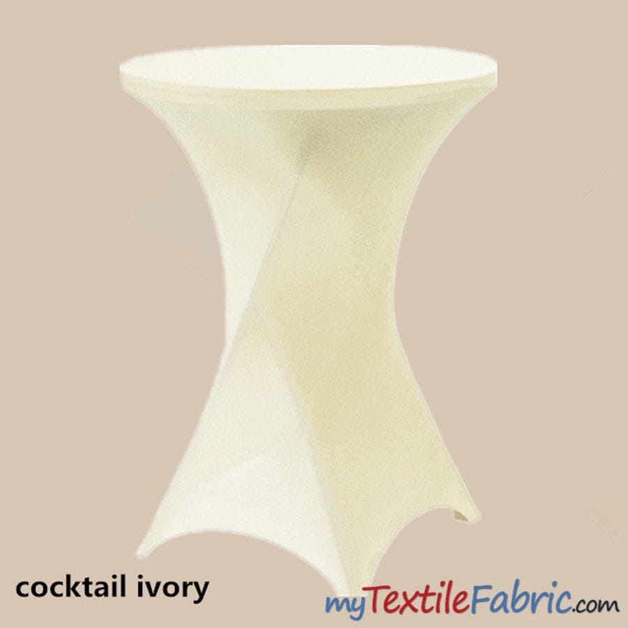 Cocktail Spandex Tablecloth | Reinforced Pockets | 36" Diameter, 42" Height | Sold by Piece or Wholesale Box | Fabric mytextilefabric By Piece Ivory 